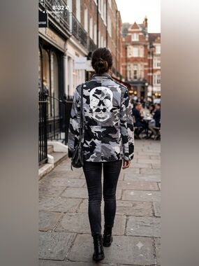 NWT Zadig and Voltaire Utility Jacket Camouflage Skull Size M (3 available!)
